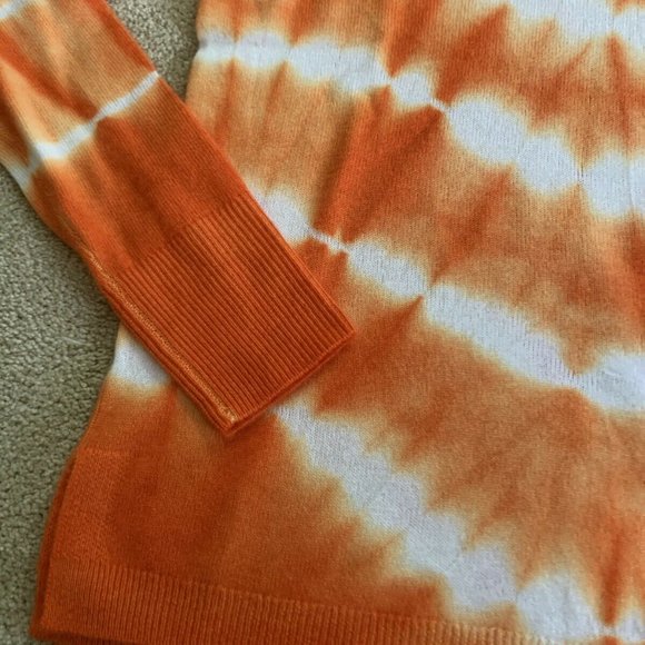 J crew Tie Dye Cashmere Sweater Orange Printed XS - Picture 3 of 10